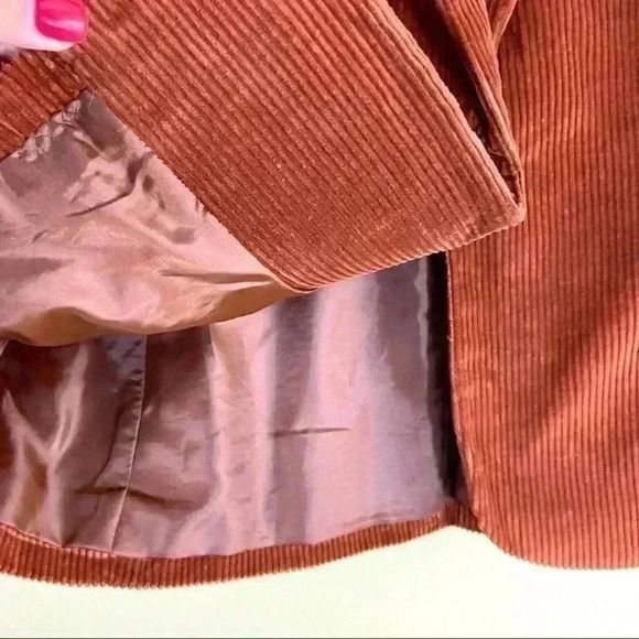 SILVER UNICORN Silver Corduroy Burnt Orange Button Y2K Blazer Jacket Size 11 - Picture 5 of 8